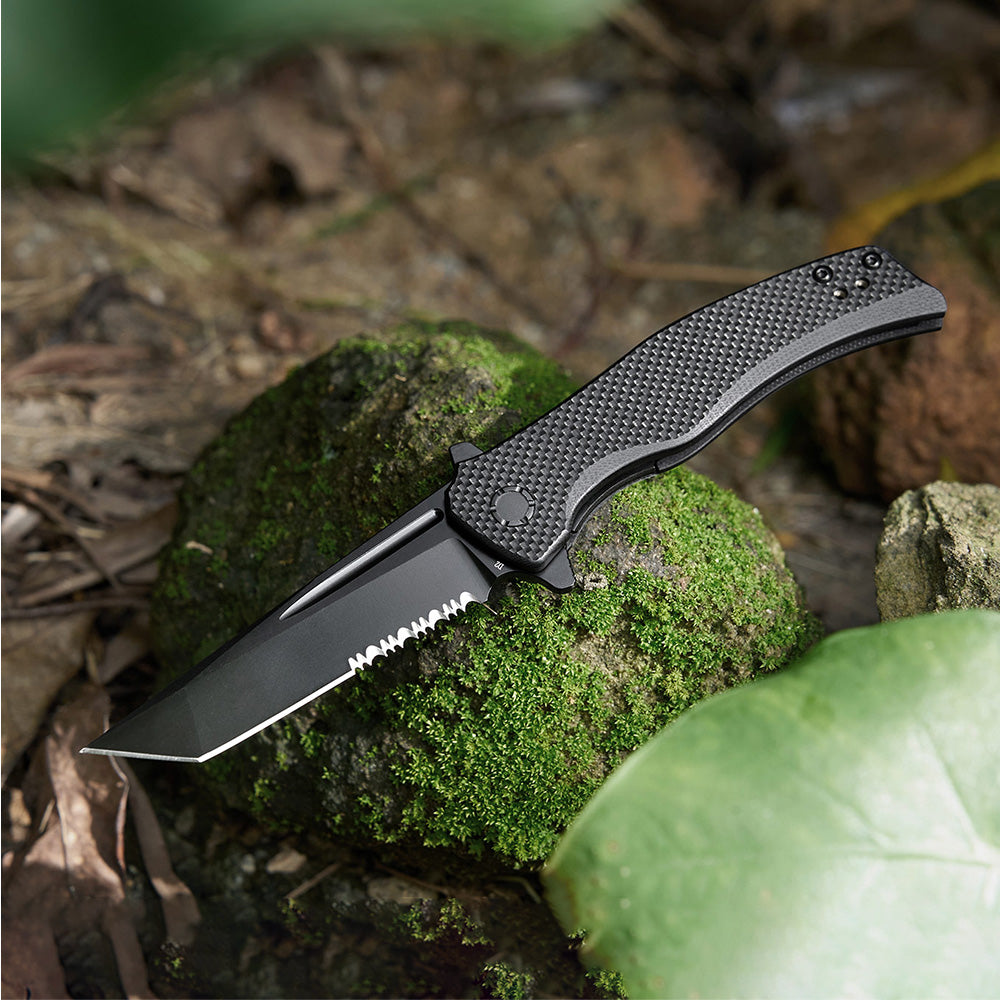 OKNIFE Sentry L2 Tactical Folding Knife with Partially Serrated Blade